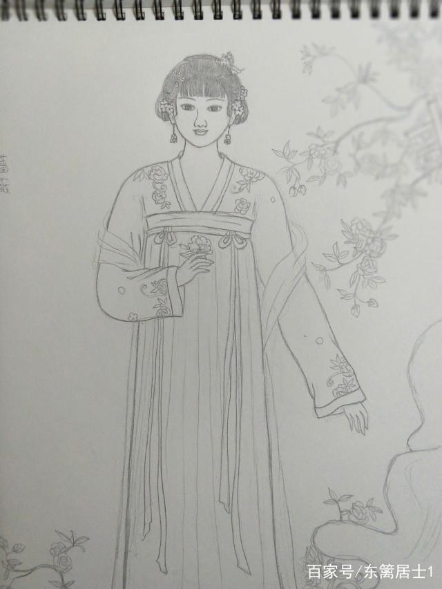 怎样画汉服手机版素描汉服简笔画手绘长裙仙女